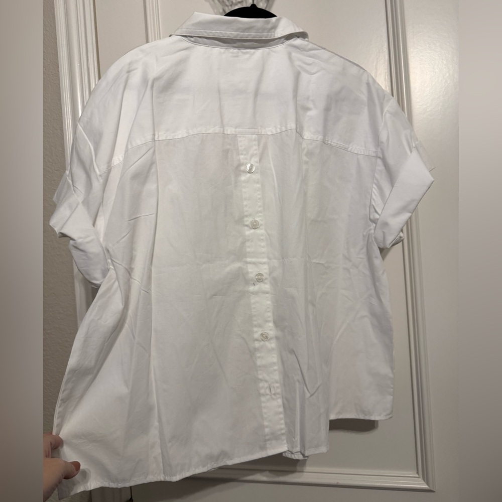 Banana Republic white short sleeve button down back shirt size XL